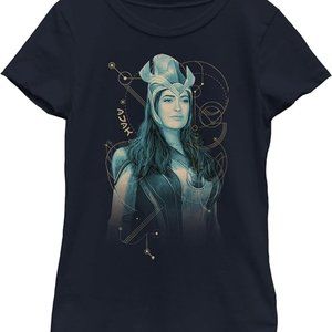 MARVEL Girls Eternals Ajak Large 10/12 T-Shirt Dark Navy Blue NEW